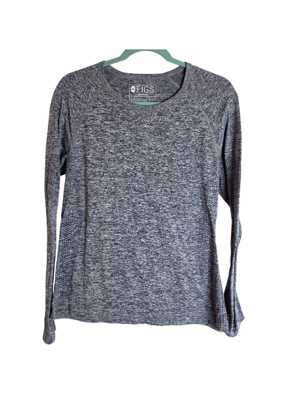 FIGS Salta Seamless Long Sleeve Underscrub Women Size L Heather Gray Medical